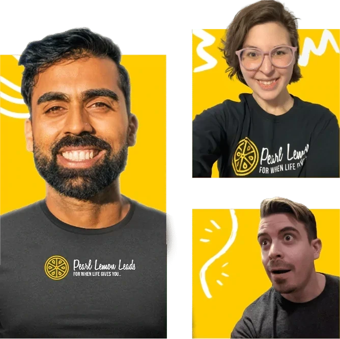 Three smiling Pearl Lemon Leads team members